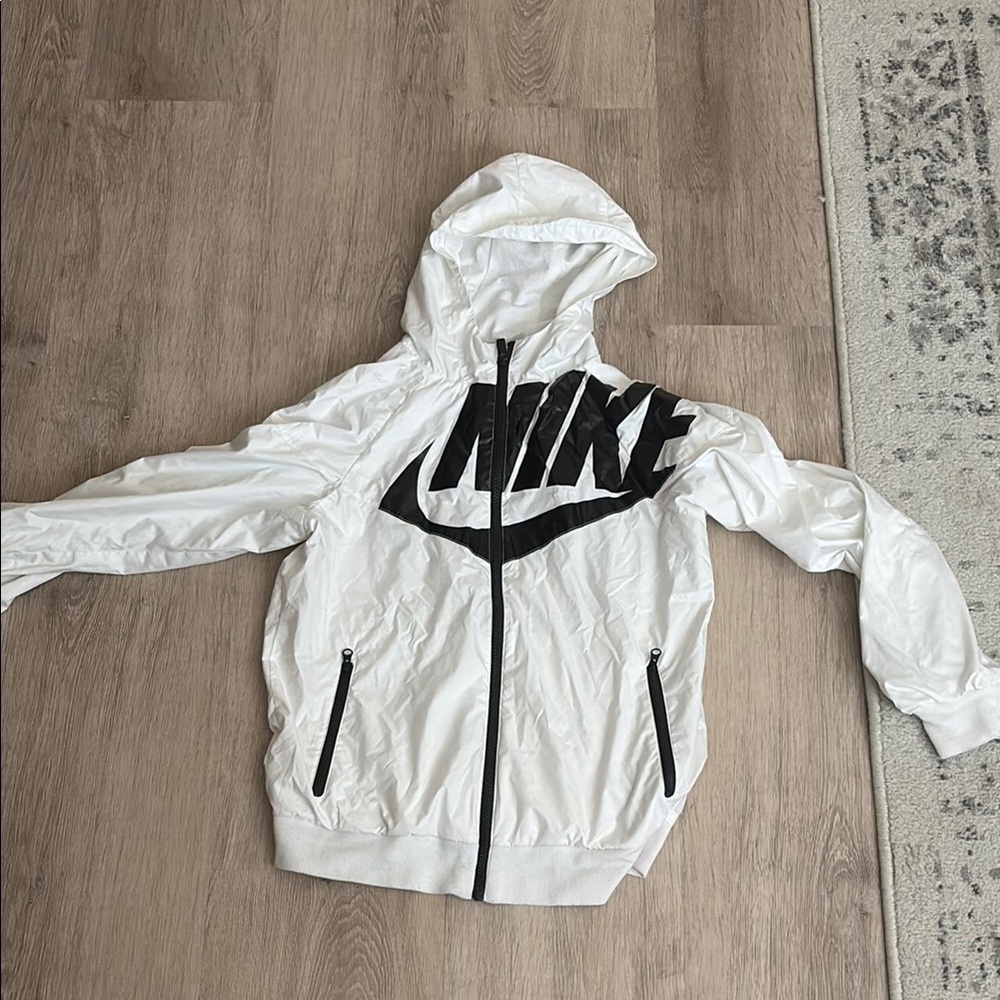 Nike White and Black Windbreaker Jacket